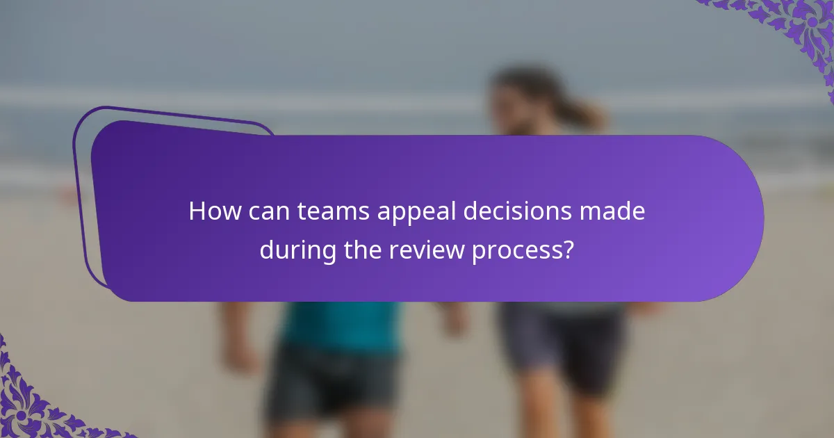 How can teams appeal decisions made during the review process?