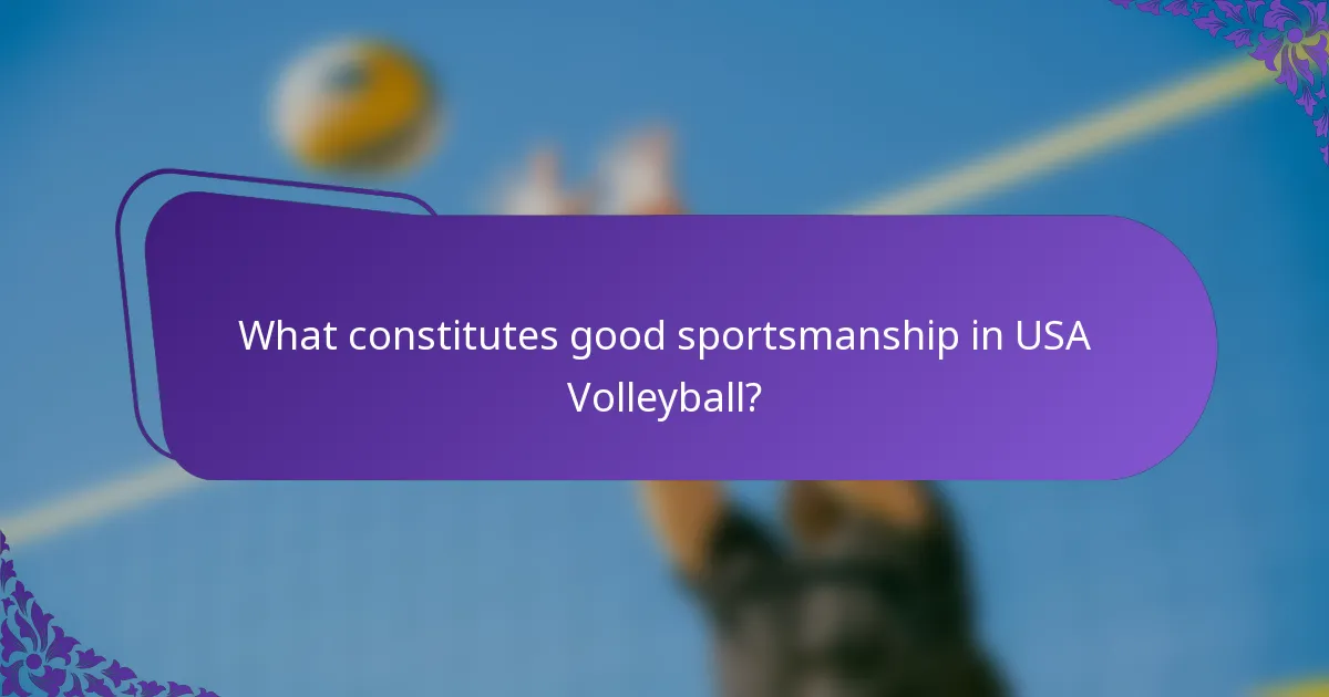What constitutes good sportsmanship in USA Volleyball?