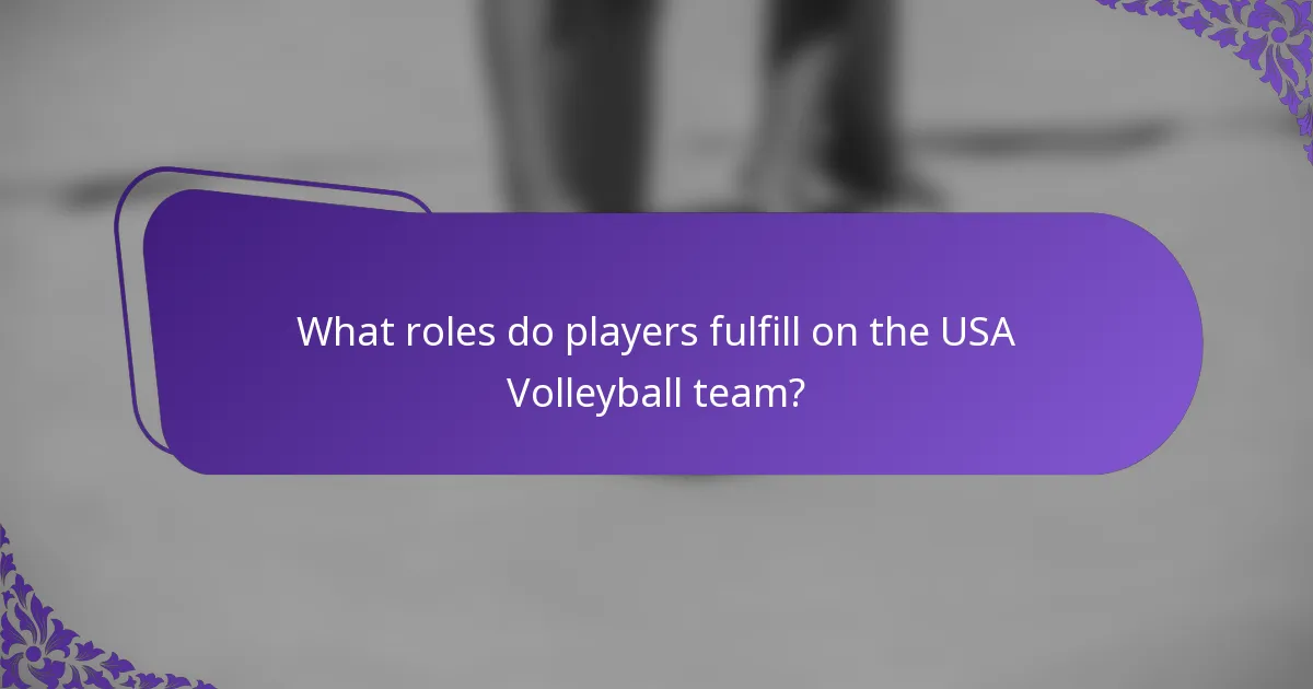 What roles do players fulfill on the USA Volleyball team?